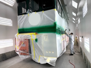 Bus in 65-ft Spray Booth